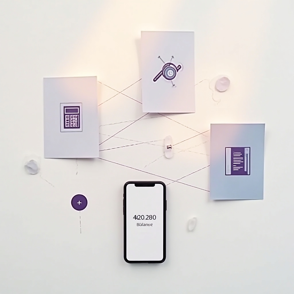 Abstract visualization of digital credit flow between connected professionals